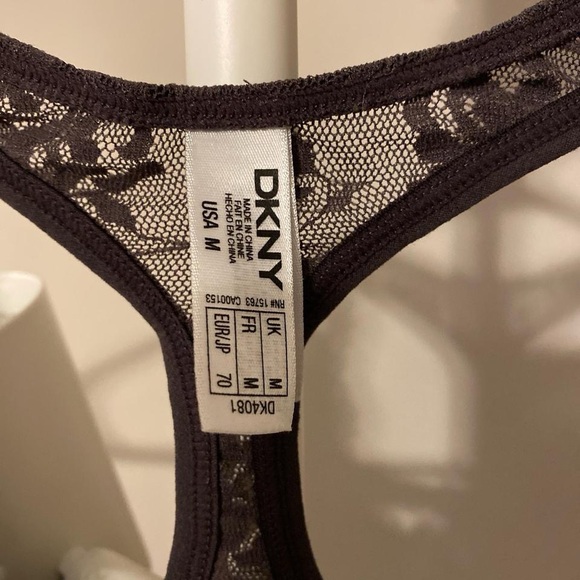 DKNY Lace Racerback Bralette - Charcoal Gray - Picture 4 of 4